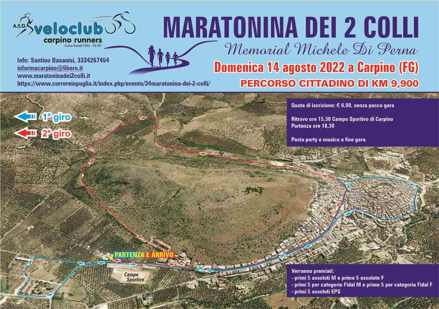 Locandina 34^ MARATONINA DEI 2 COLLI 2022