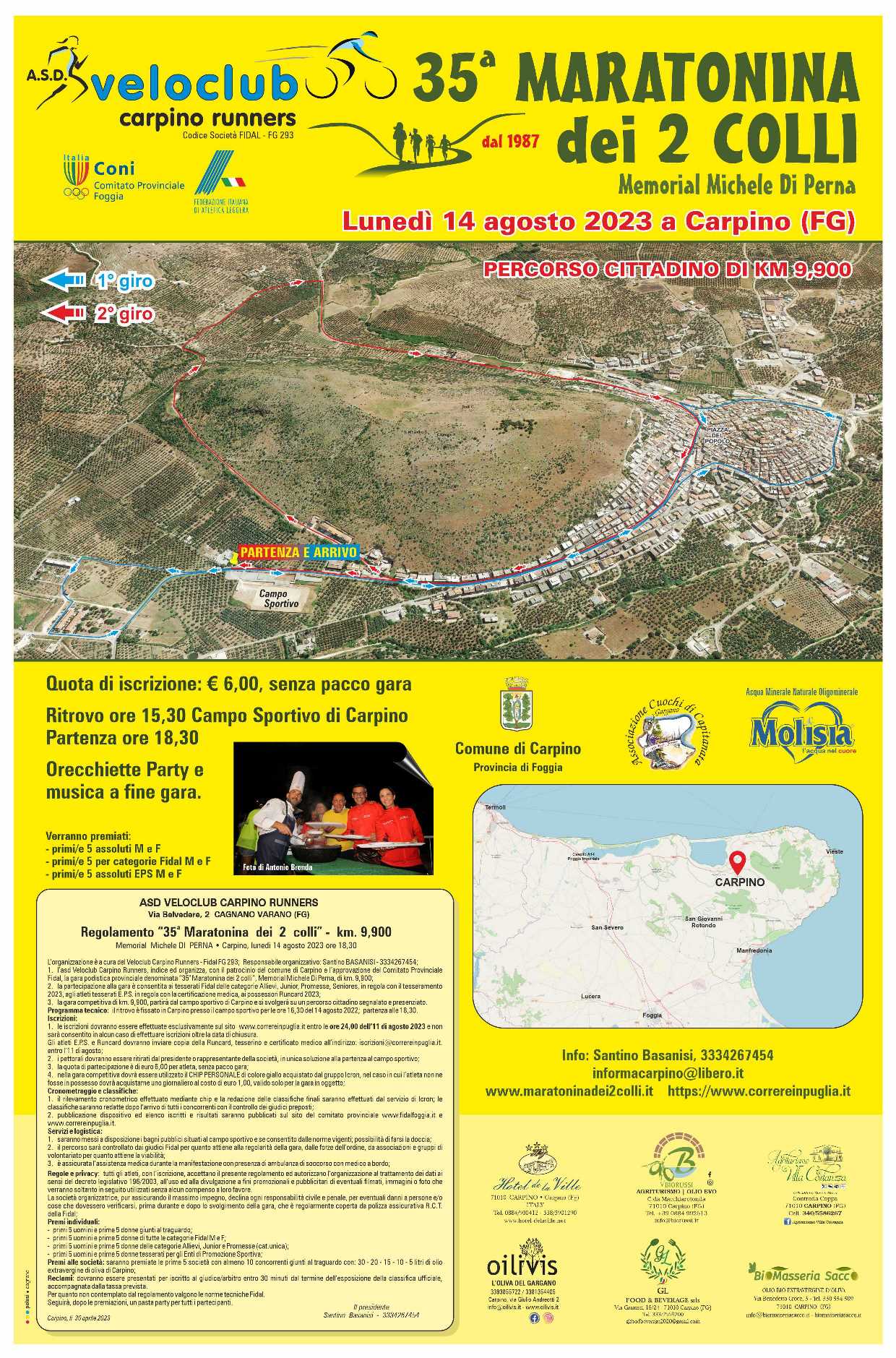 Locandina 35^ MARATONINA DEI 2 COLLI 2023