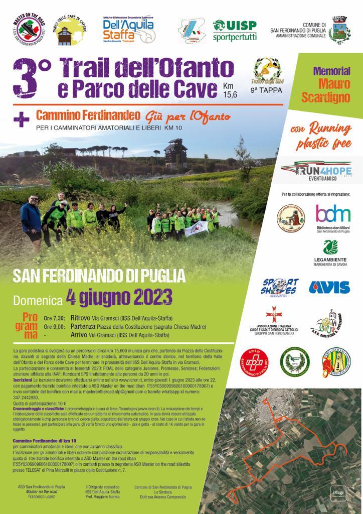 Locandina 3° TRAIL DELL’OFANTO E PARCO DELLE CAVE 2023